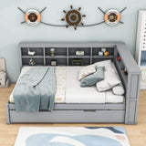 Modern Smart Full Size Wood Daybed with Twin Trundle and Storage