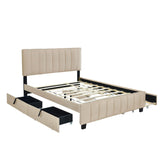 Velvet Upholstered Queen Size Platform Bed with Storage and Trundle