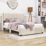 Velvet Full Size Upholstered Platform Bed Frame with Headboard and Storage