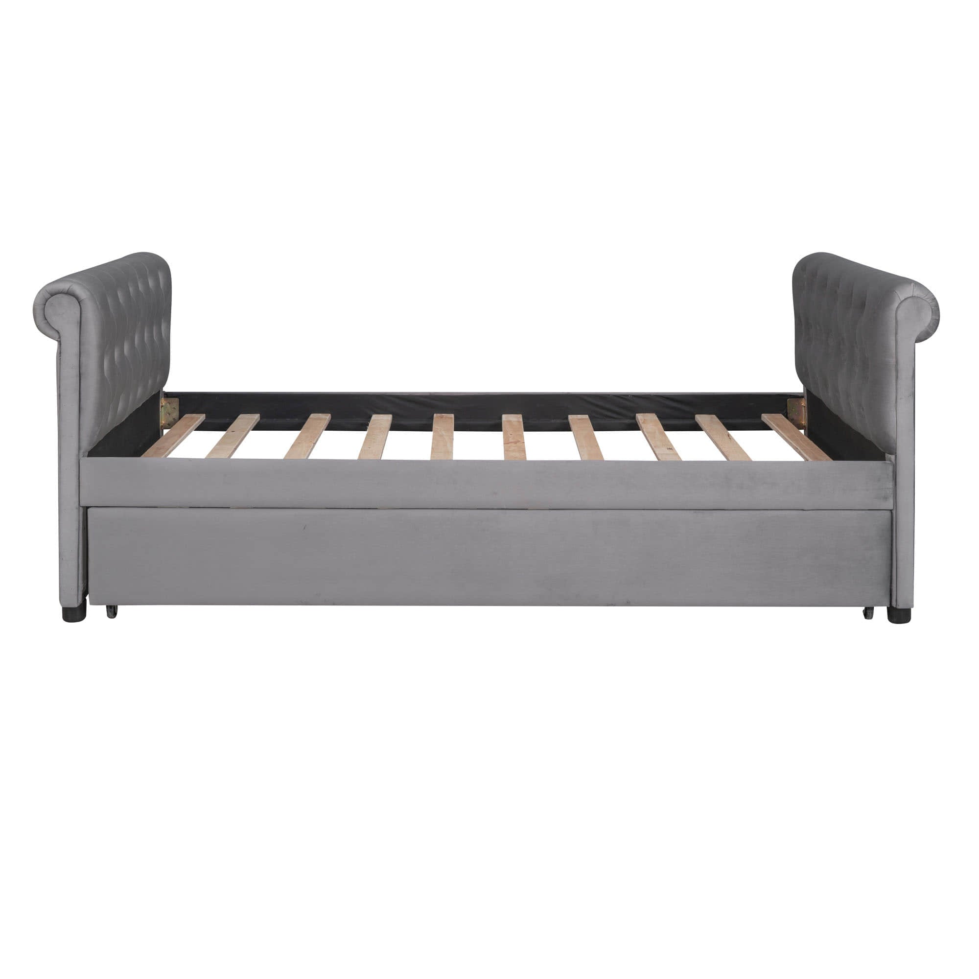 Modern Luxury Twin Size Upholstered Daybed with Trundle for Adults - [Backless]