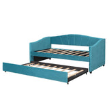 Velvet Upholstered Twin Daybed with Trundle Bed