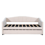 Velvet Upholstered Twin Daybed with Trundle Bed