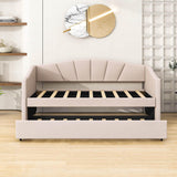 Velvet Upholstered Twin Daybed with Trundle Bed