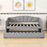 Velvet Upholstered Twin Daybed with Trundle Bed