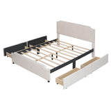 Queen Velvet Upholstered Bed Frame with Headboard and Storage