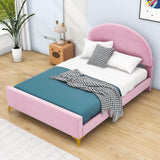 Velvet Upholstered Full Size Platform Bed Frame with Headboard