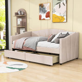 Velvet Upholstered Twin Daybed with Storage - [Drawers]