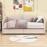 Velvet Upholstered Twin Daybed with Storage - [Drawers]