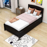 Twin Platform Bed Frame with Twin Trundle and Headboard