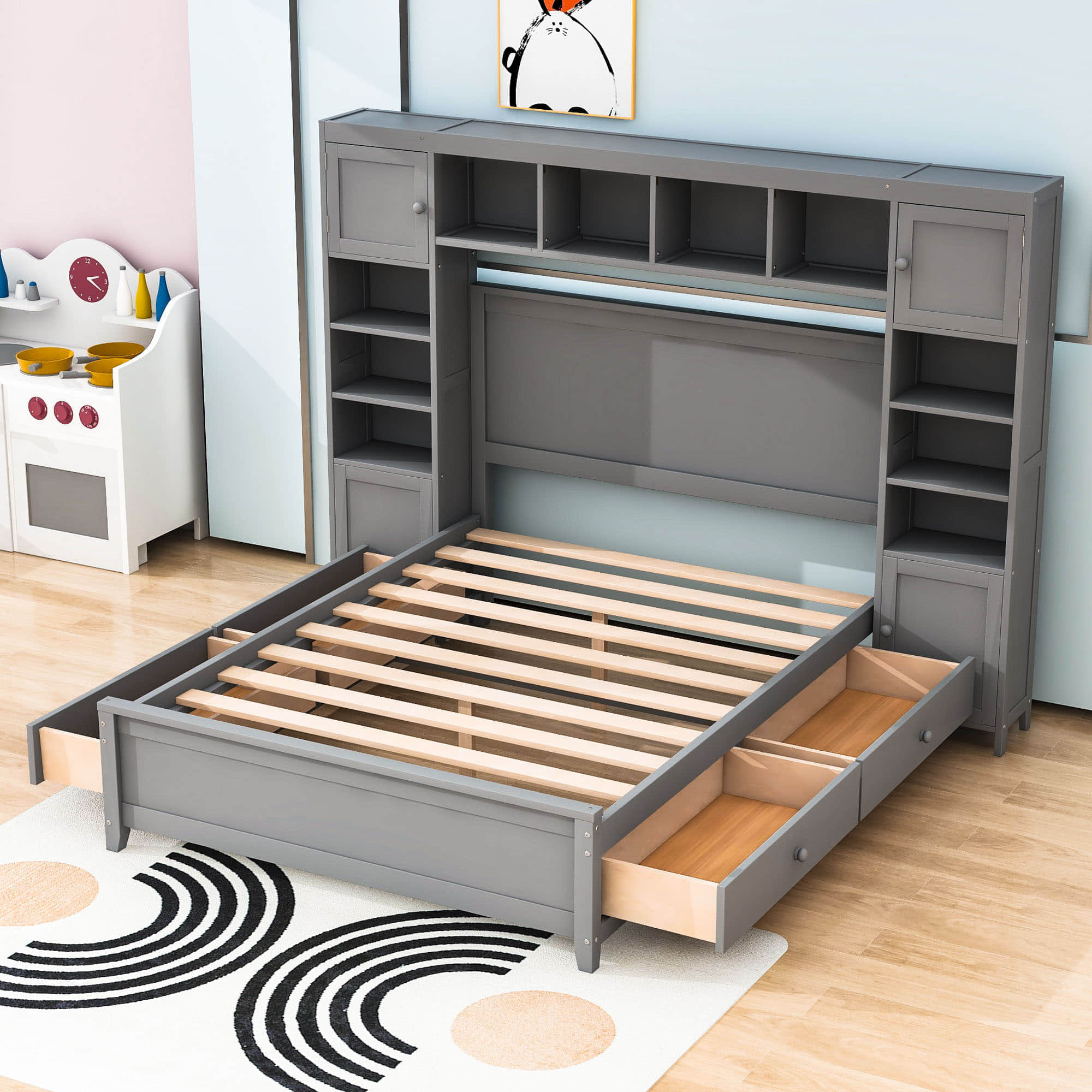 Smart Full Storage Bed Frame with Headboard and Charging Station