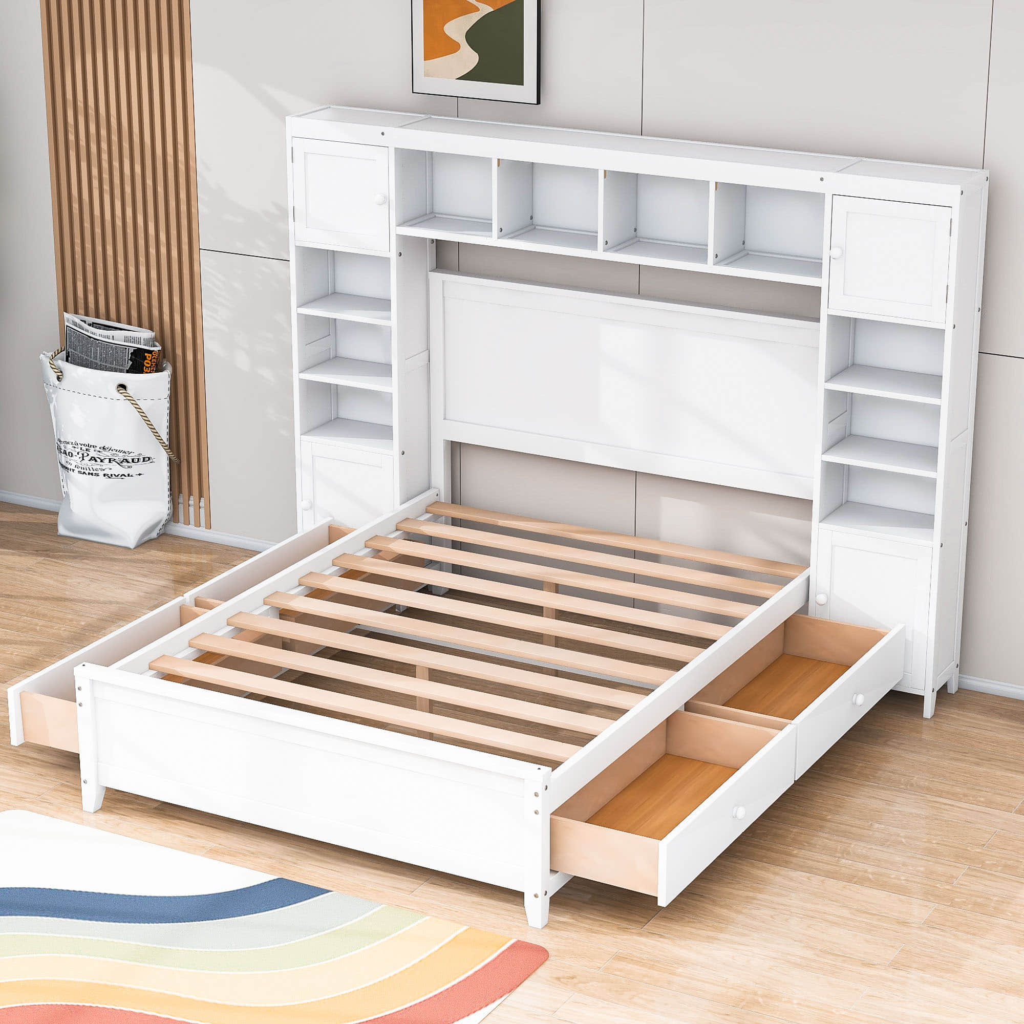 Smart Full Storage Bed Frame with Headboard and Charging Station