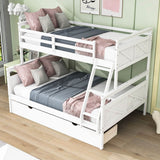 Modern Convertible Twin Over Full Bunk Bed with Storage Drawers - [Wood]