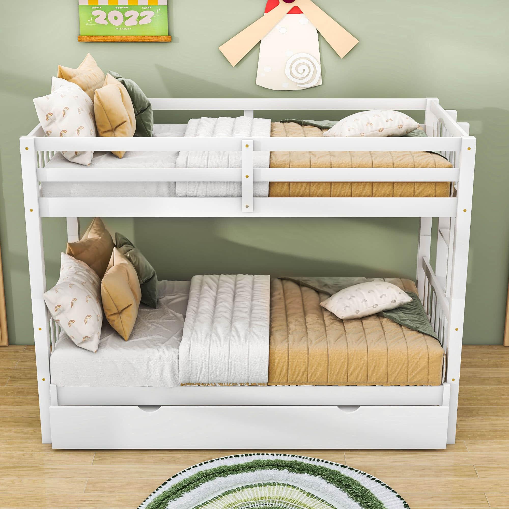 Extendable Twin Over Twin to King Bunk Beds with Trundle - [Wooden, Convertible]