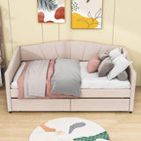 Velvet Upholstered Twin Daybed with Storage - [Drawers]