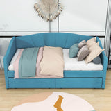 Velvet Upholstered Twin Daybed with Storage - [Drawers]