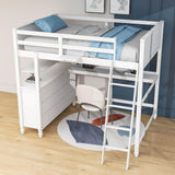 Full Size Loft Bed with Desk and Storage Dresser for Adult, Kids - [Wood, Drawers, Shelves]