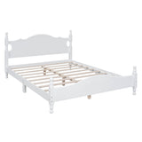 Traditional Wood Queen Size Low Profile Platform Bed Frame with Headboard