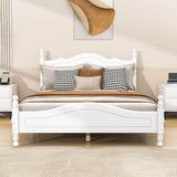 Traditional Full Size Low Profile Wood Platform Bed Frame with Headboard