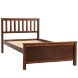 Wooden Twin Platform Bed with Headboard for Kids, Adult