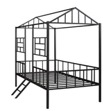 Metal Twin Low House Bed Frame for Kids, Toddler