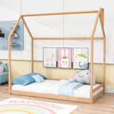 Solid Wood Twin House Toddler Floor Bed