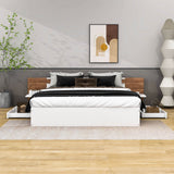 Wooden Queen Bed Frame with Headboard and Storage Drawers