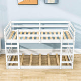 Montessori Low Twin Over Twin Bunk Beds for Kids Toddler - Wooden