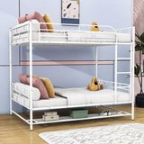 Metal Full Over Full Convertible Bunk Beds for Adults with Storage Shelves