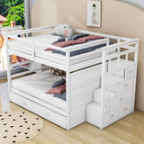 Full Size Bunk Beds with Stairs and Trundle, Storage for Kids, Adults