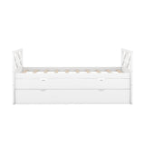 Twin Daybed with Trundle and Storage Drawers for Kids Adults - [Wood, Backless]