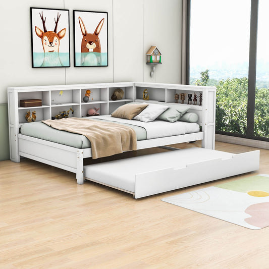 Modern Smart Full Size Wood Daybed with Twin Trundle and Storage