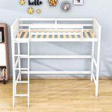 Solid Wood Twin Loft Bed with Interchangeable Ladder for Kids, Adults- [Medium]