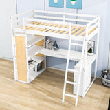 Twin Loft Bed with Desk and Storage Shelves for Adults, Teens