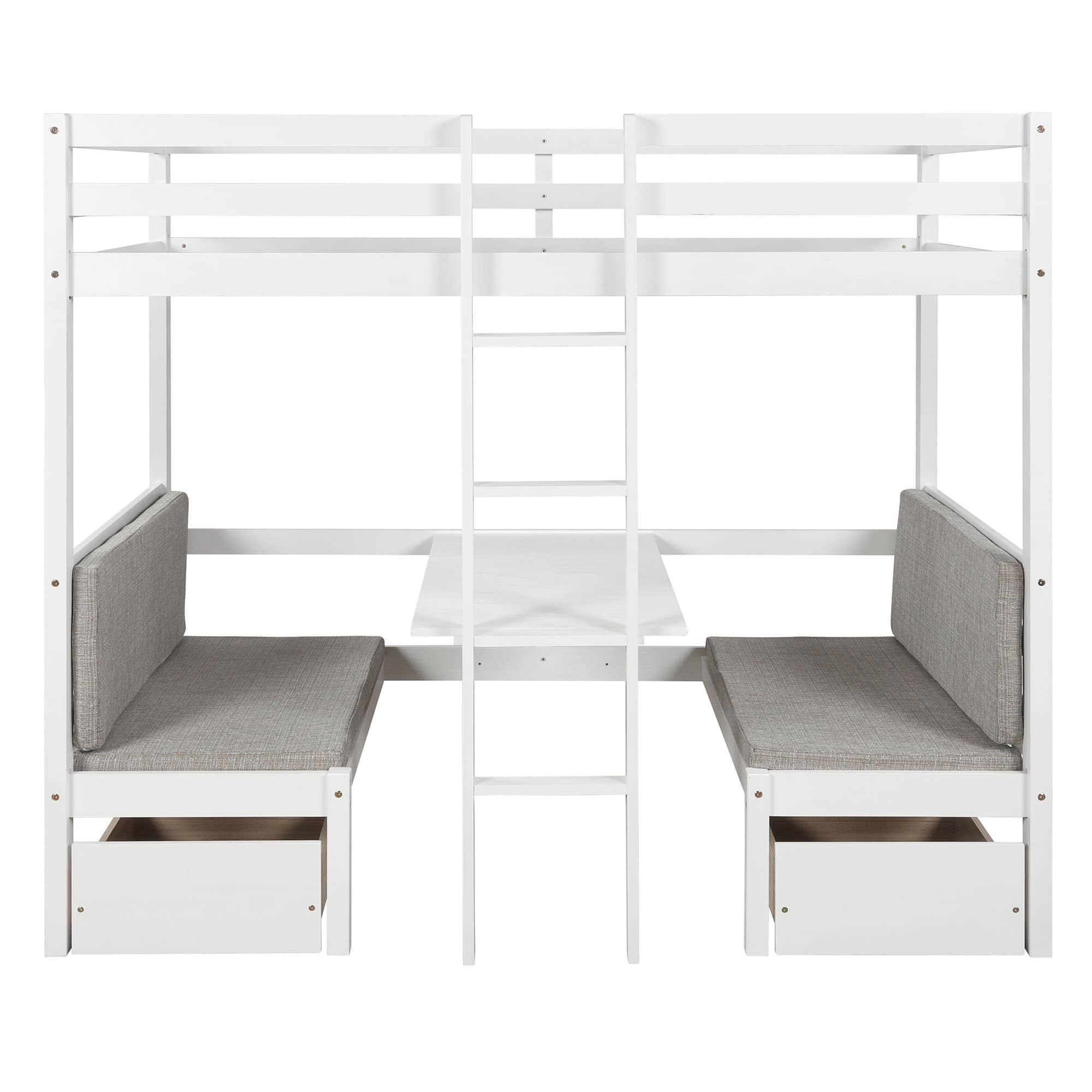 Convertible Twin Loft Bed with Couch and Table, Storage - [Wood, Drawers]