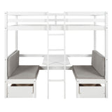 Convertible Twin Loft Bed with Couch and Table, Storage - [Wood, Drawers]