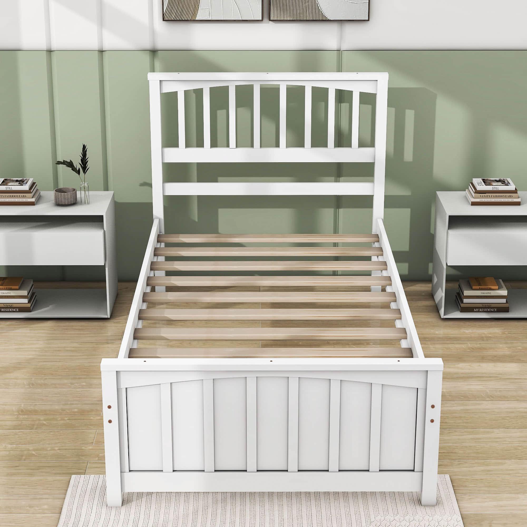 Wood Kids Bed Frame with Headboard and Footboard