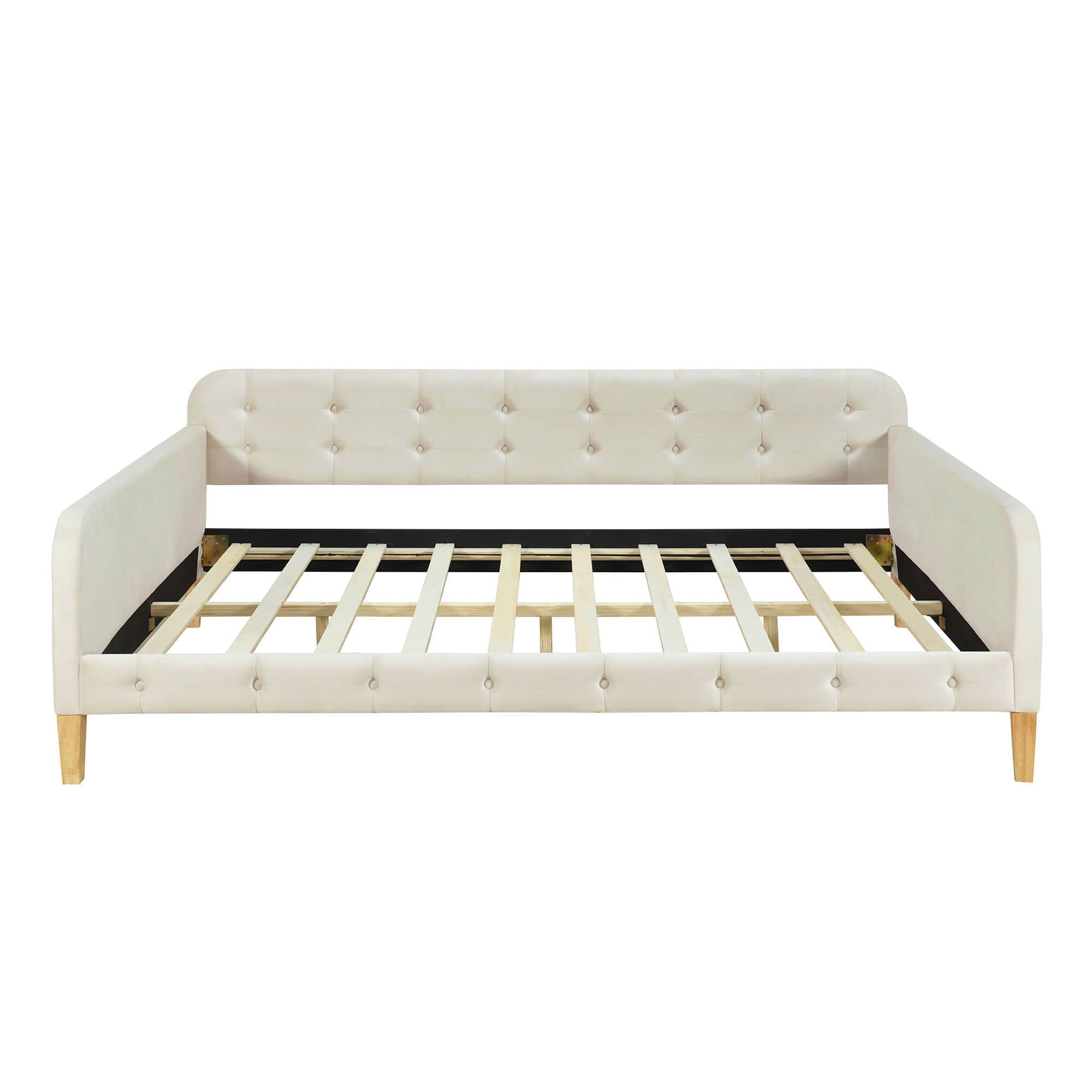 Modern Full Size Velvet Upholstered Daybed with Slats