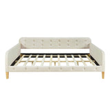 Modern Full Size Velvet Upholstered Daybed with Slats