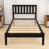 Wood Twin Size Platform Bed Frame with Headboard - [Mattress Foundation]