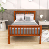 Twin Size Kids Platform Bed Frame with Headboard - [Mattress Foundation]