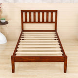 Wood Twin Size Platform Bed Frame with Headboard - [Mattress Foundation]