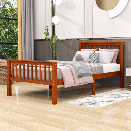 Twin Size Kids Platform Bed Frame with Headboard - [Mattress Foundation]