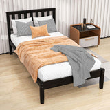 Wood Twin Size Platform Bed Frame with Headboard - [Mattress Foundation]