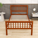 Twin Size Kids Platform Bed Frame with Headboard - [Mattress Foundation]