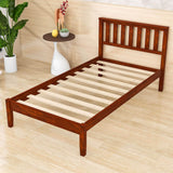 Wood Twin Size Platform Bed Frame with Headboard - [Mattress Foundation]