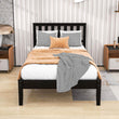 Wood Twin Size Platform Bed Frame with Headboard - [Mattress Foundation]