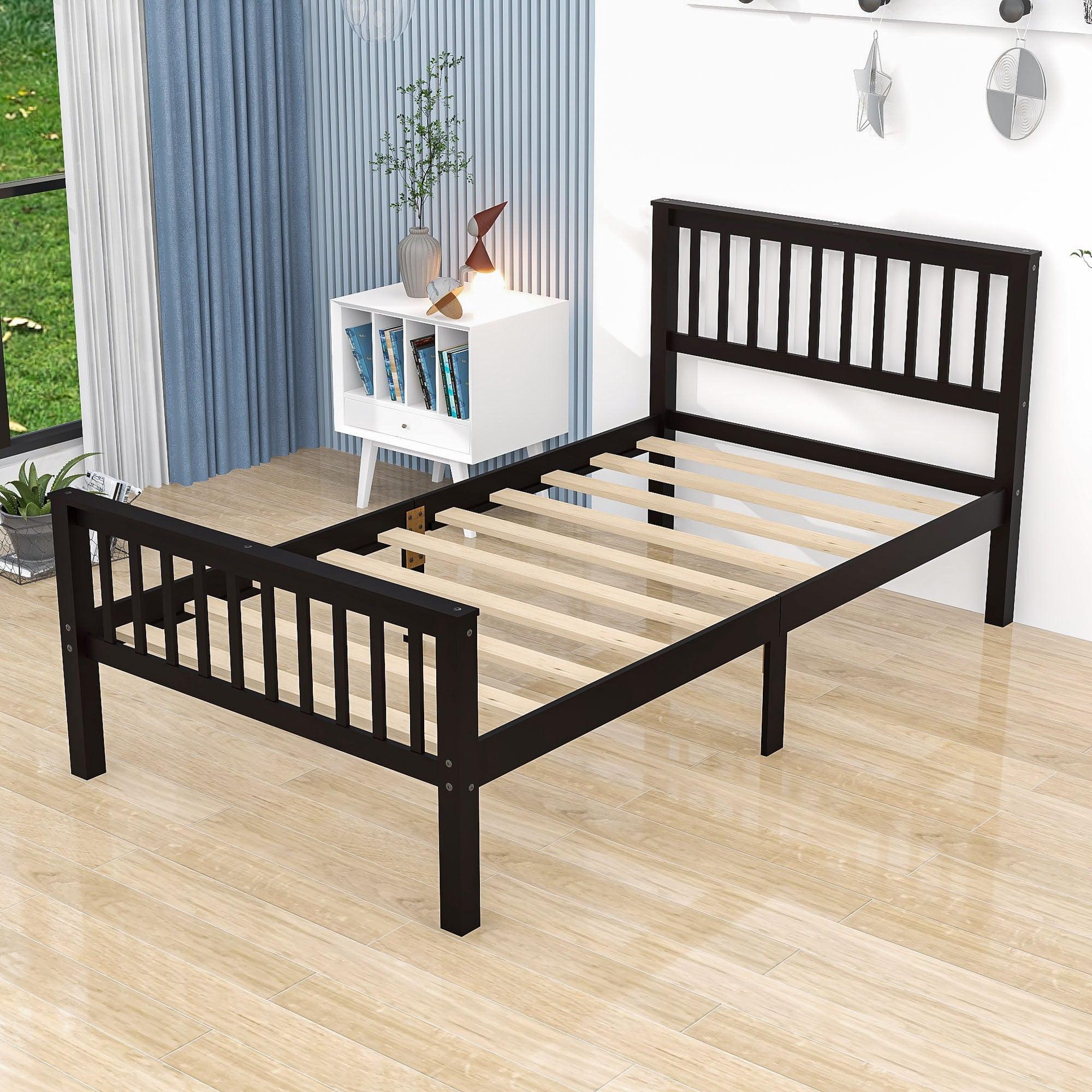 Twin Size Kids Platform Bed Frame with Headboard - [Mattress Foundation]