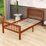 Twin Size Kids Platform Bed Frame with Headboard - [Mattress Foundation]