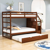 Low Twin Over Twin Bunk Beds for Kids with Storage Stairs and Trundle