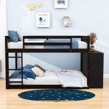 Low Full Over Full Bunk Beds for Kids, Toddlers with Storage - [Wood]